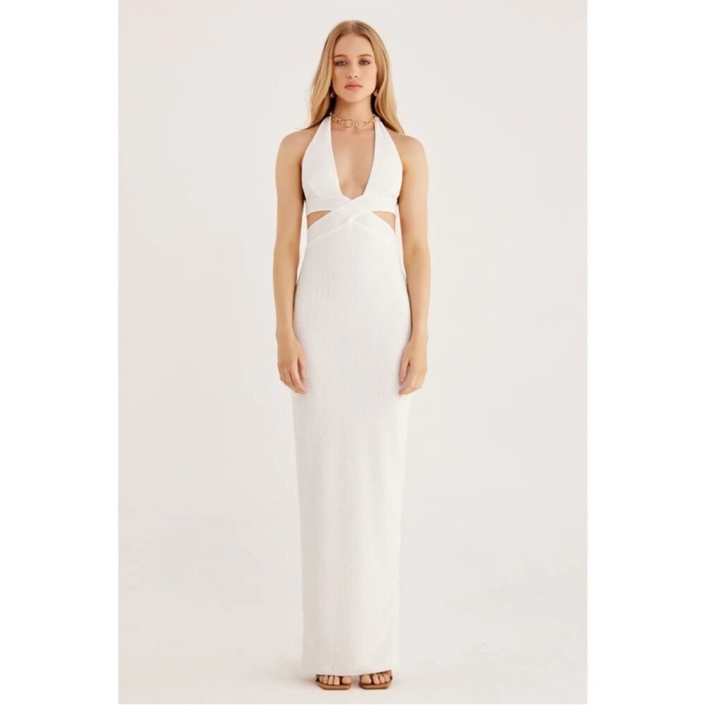 REVOLVE rummer White Backless Halter Gown